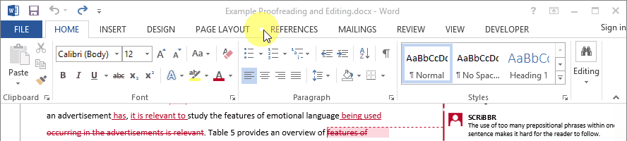 Click for full size Accept changes Word 2013